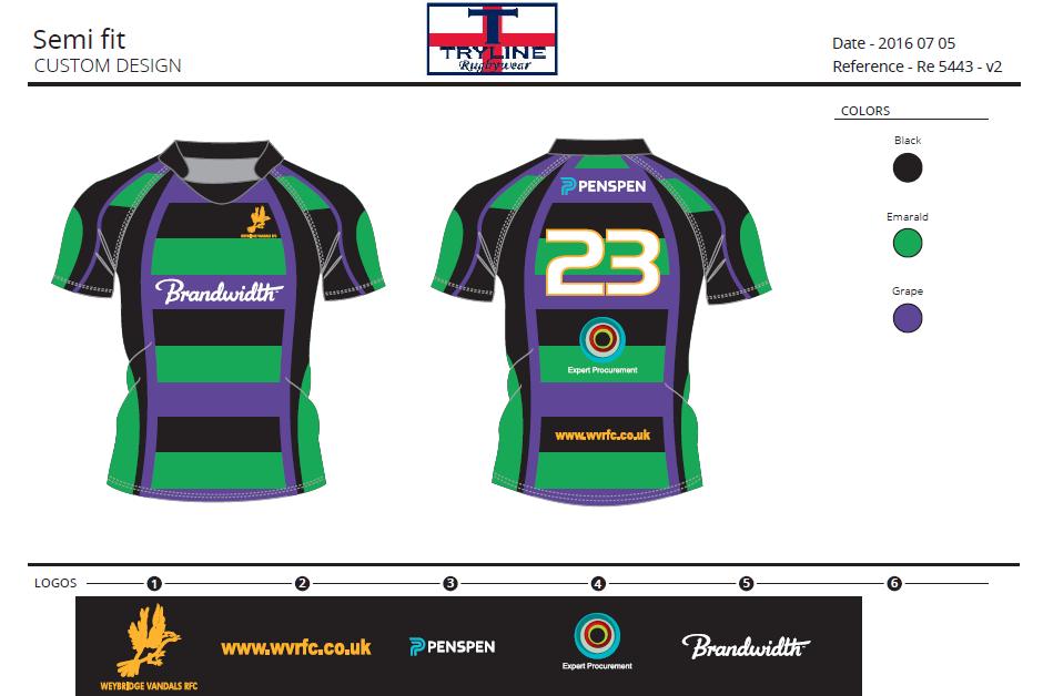 Weybridge Vandals RFC Semi Fitted - Click Image to Close
